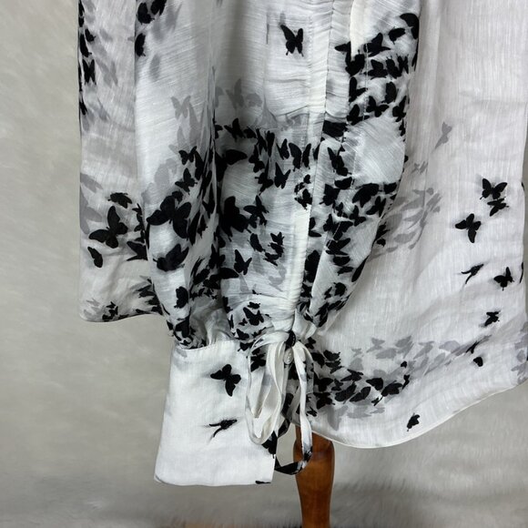 Allsaints Black White Butterfly Print Long Sleeve Leyla Orsino Shirt Blouse US 6 - Picture 4 of 8